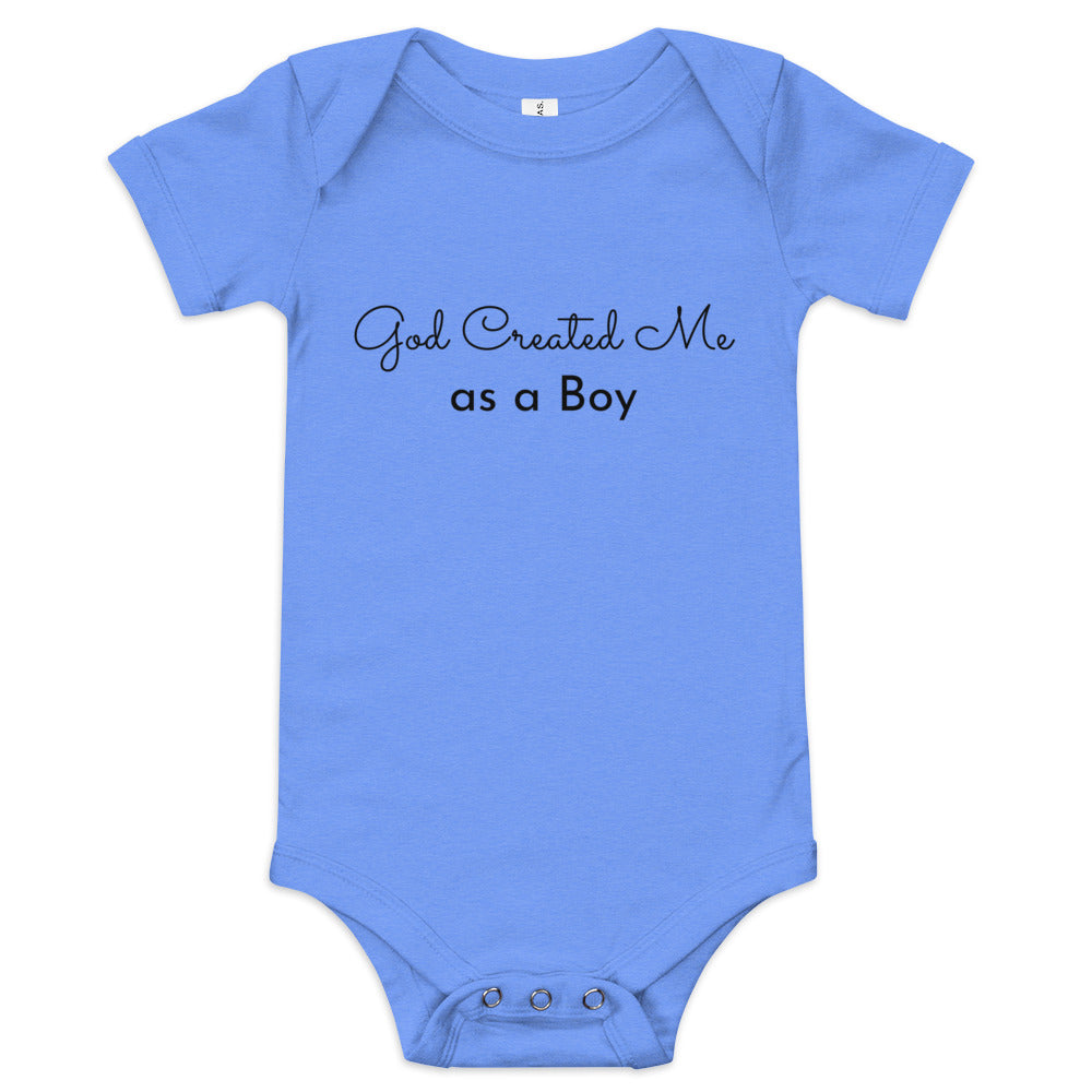 Short sleeve "God created me as a Boy" one piece