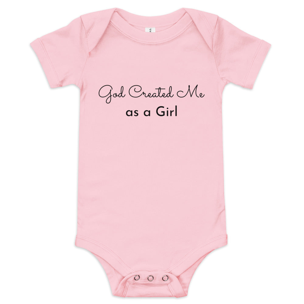 Short sleeve "God created me as a Girl" one piece