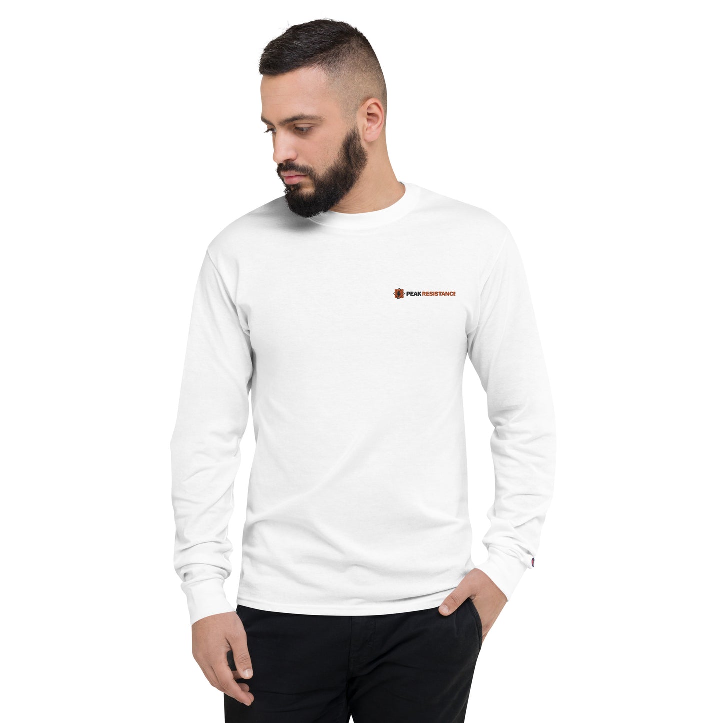 Peak Resistance Men's Champion Long Sleeve Shirt (White)